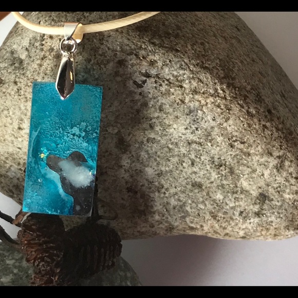 Handmade Selenite Infused Iceberg Glacier Pendant - Picture 3 of 6